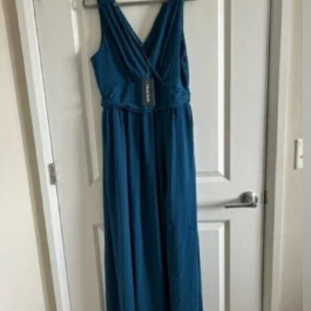Nwt ModCloth Embracing Grace Peacock Blue Maxi Bridesmaid Formal Dress…